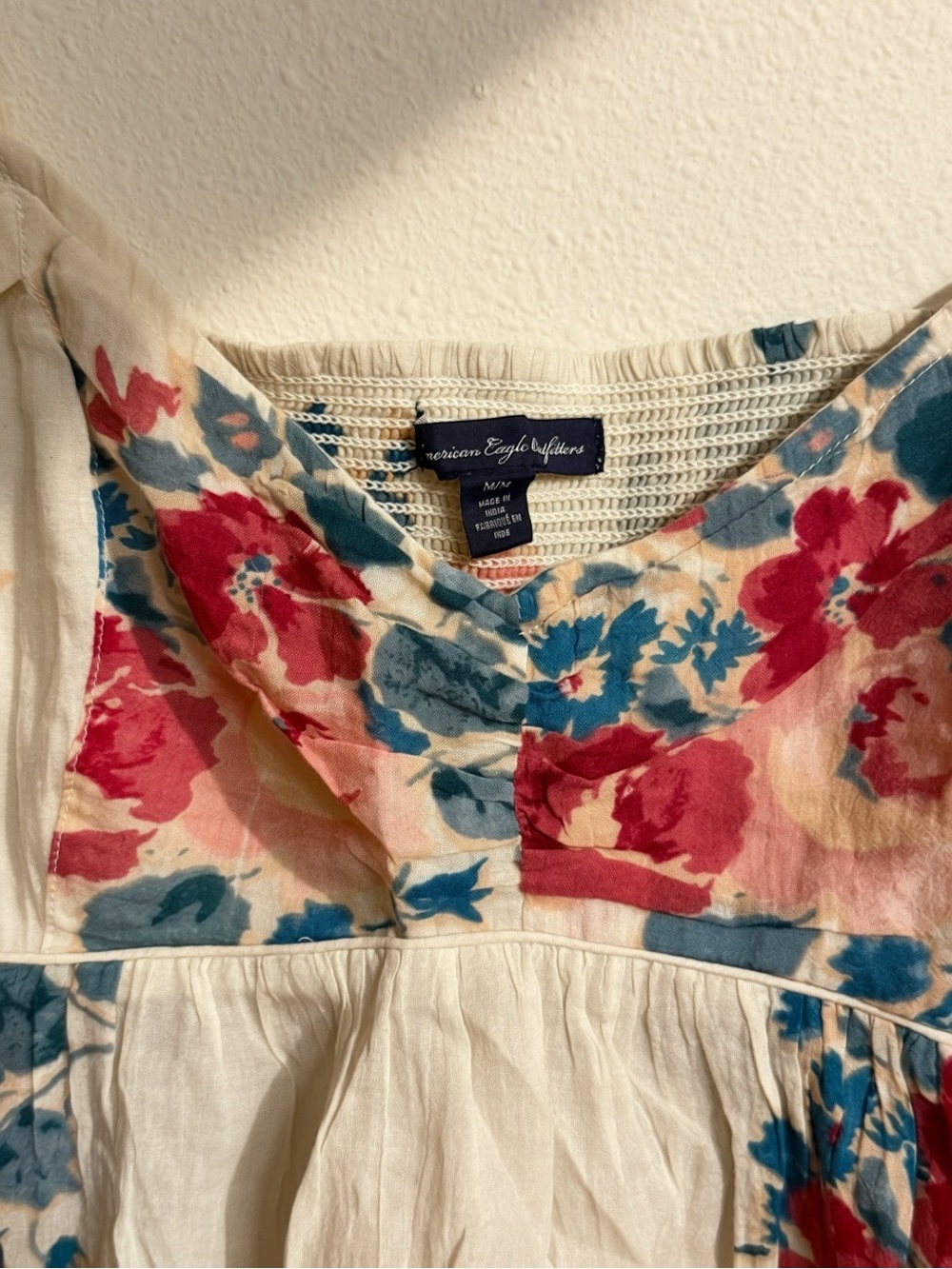 American Eagle Womens Y2K Floral Babydoll Cami Top Size M White Cottagecore Boho - Picture 2 of 3